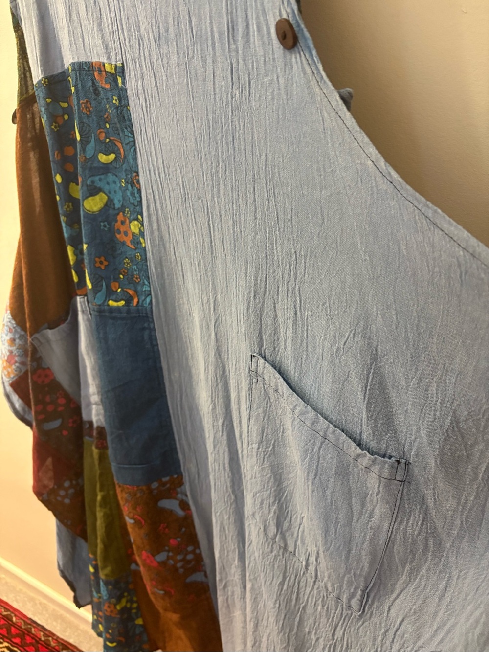 Kathmandu Imports Light Blue Cotton Patchwork Jumper - Picture 6 of 7